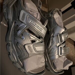 Balenciaga Metallic Silver Sneakers